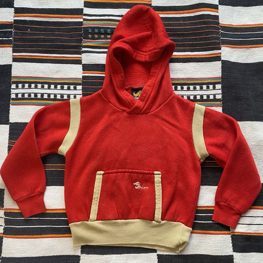 Vintage 70’s Snake Creek Hooded Kids Sweater. Kidcore. Acrylic. USA. Size 6/7.